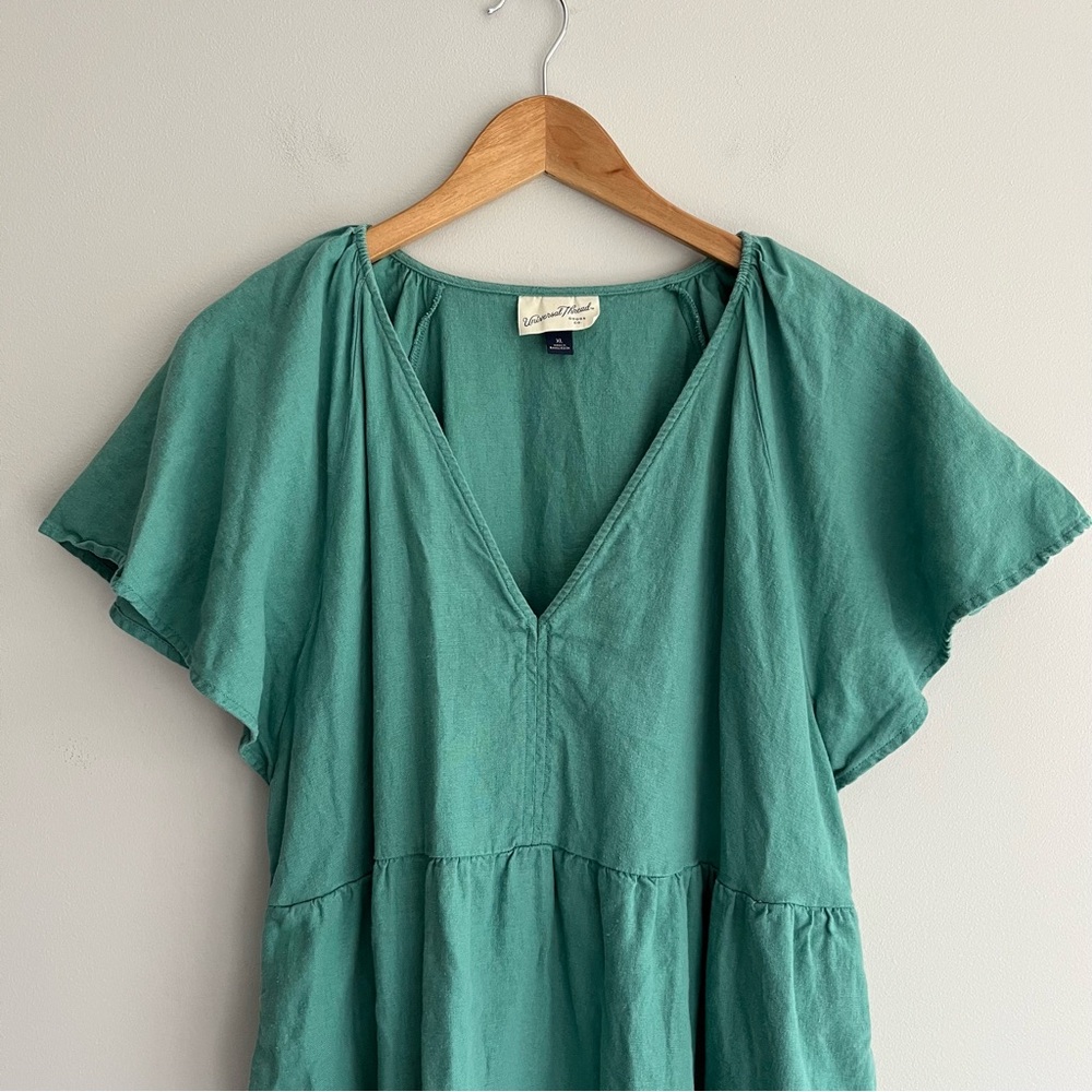 Universal Thread Green Flutter Sleeves Dress With… - image 3